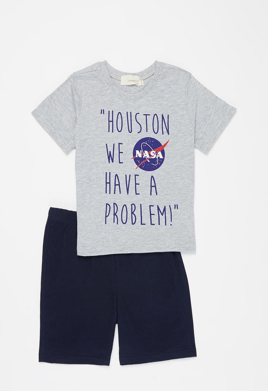 Superbalist - Tee & shorts pj set - grey & blue