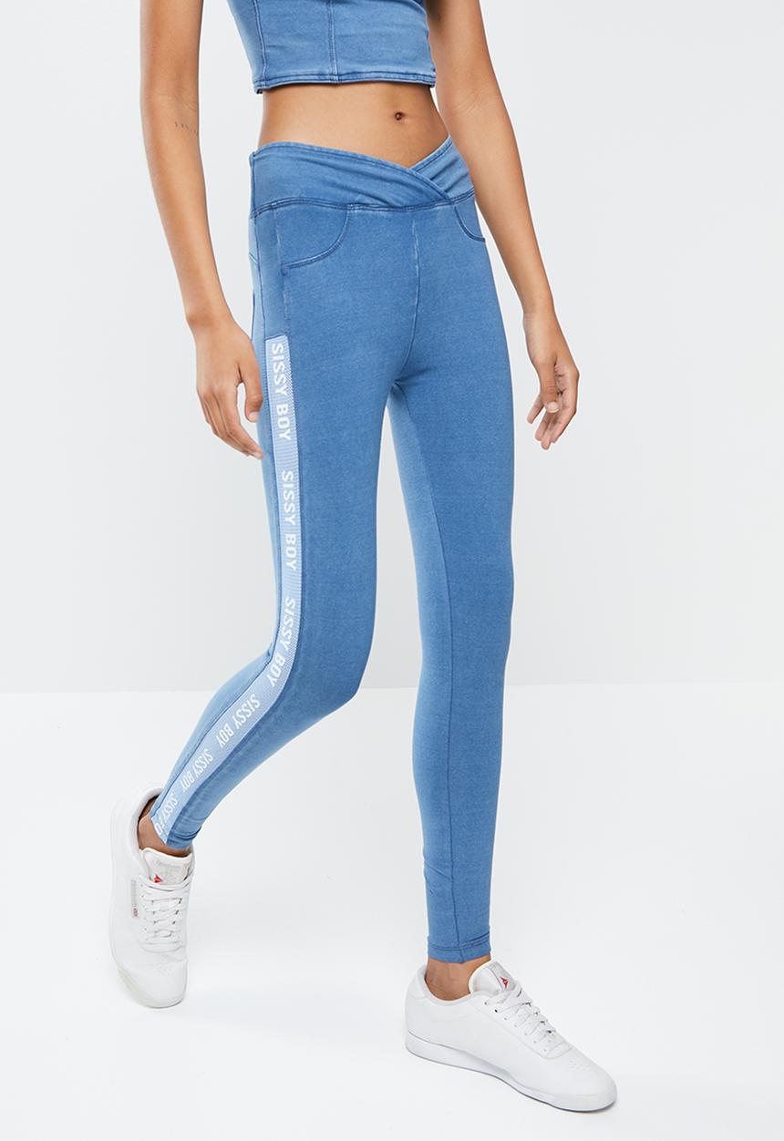 SISSY BOY - Game on : high rise knit jegging with cross over wb - light vintage