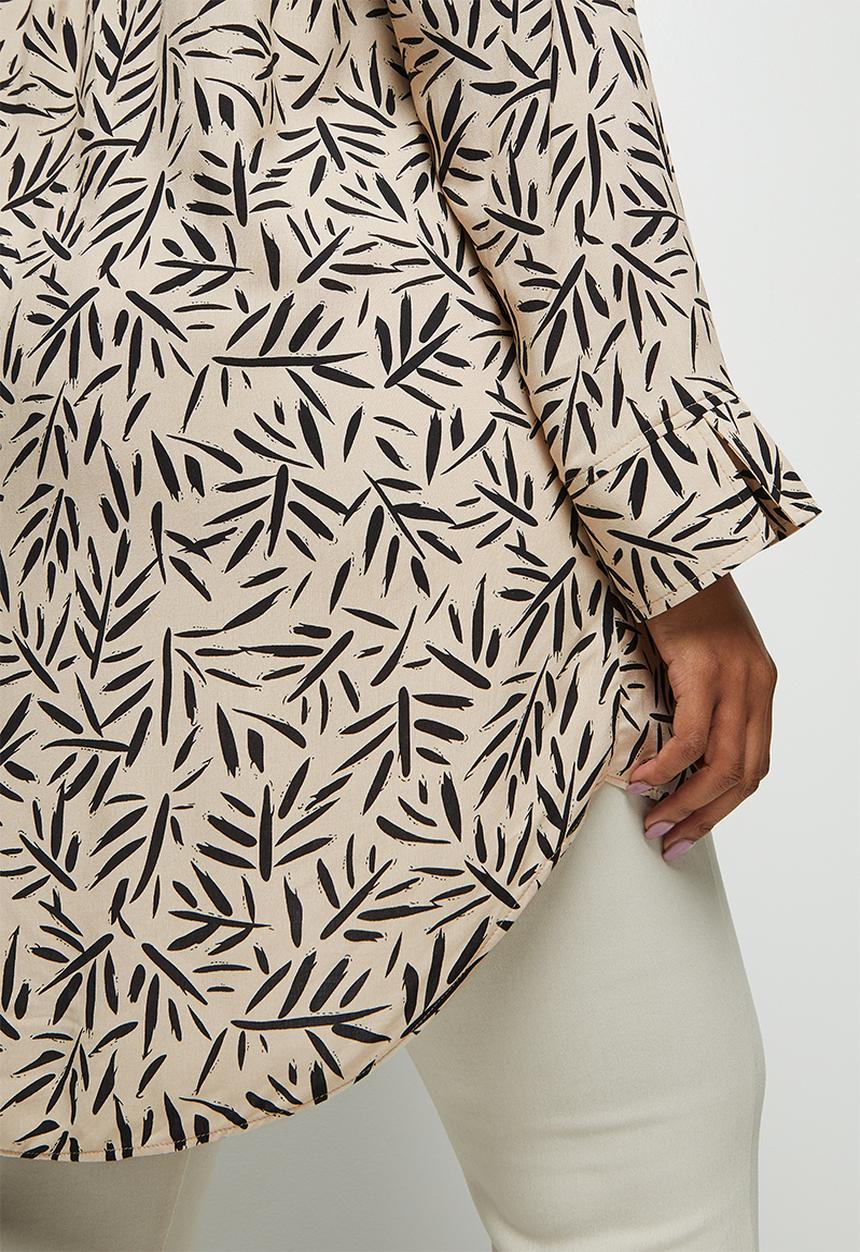 edit Plus - Longline collar shirt - bamboo print
