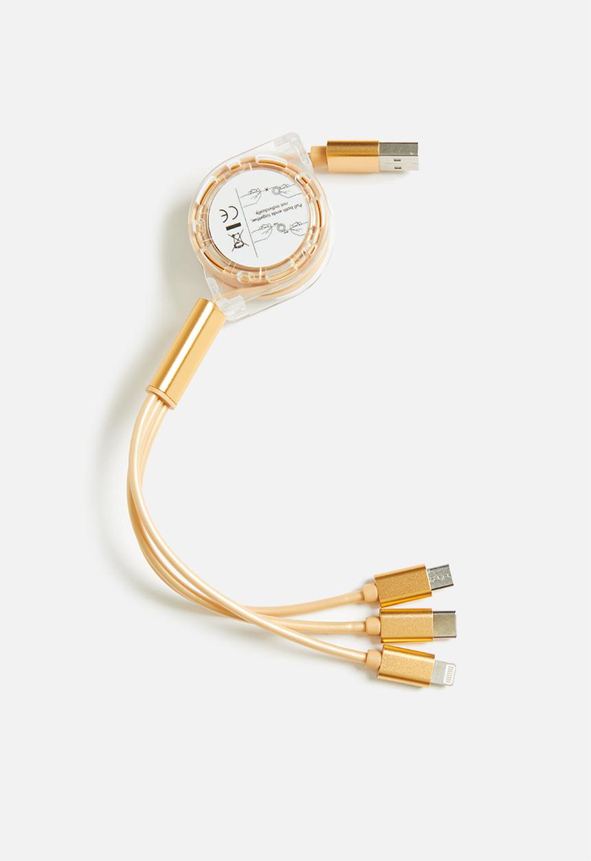 Tech Cult - Retractable 3 in 1 charging cable - rose gold
