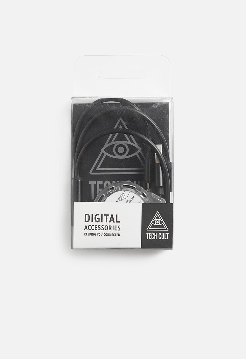 Tech Cult - Retractable 3 in 1 charging cable - black