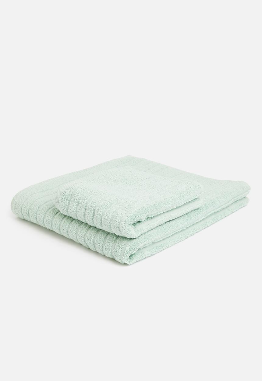 Sixth Floor - Ribbed zero twist woven towel - duck egg blue