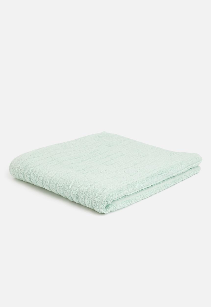 Sixth Floor - Ribbed zero twist woven towel - duck egg blue