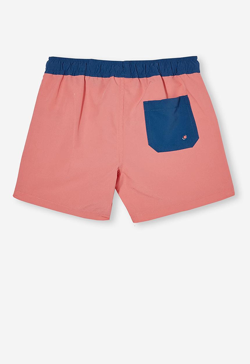 Cotton On - Bailey board short - retro coral & petty blue wb