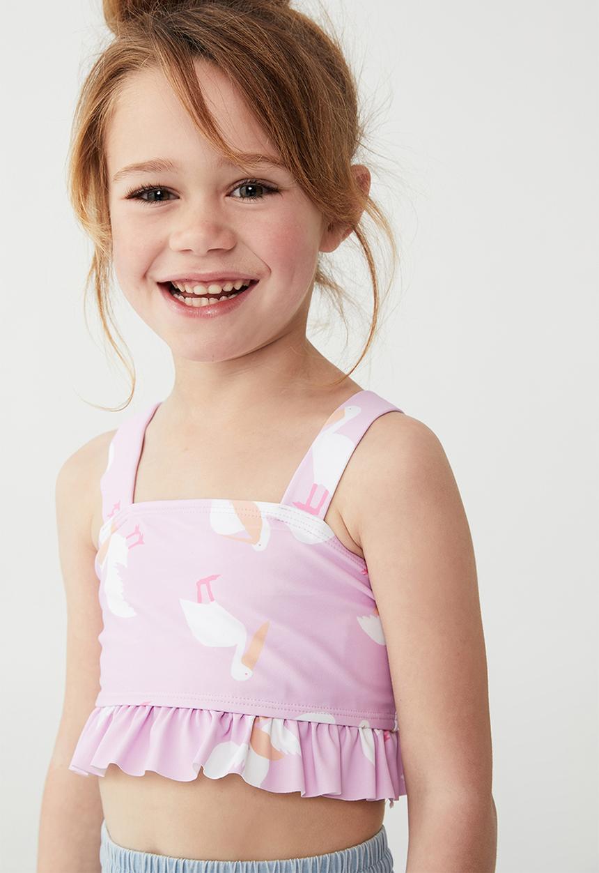 Cotton On - Polly ruffle tankini - pale violet/pelicans
