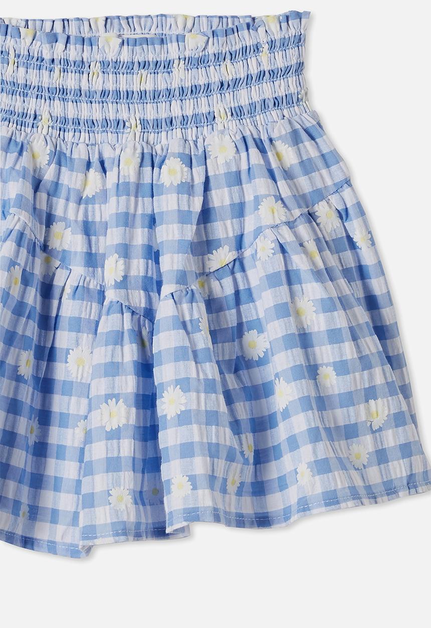 Cotton On - Marigold skirt - dusk blue gingham & daisies