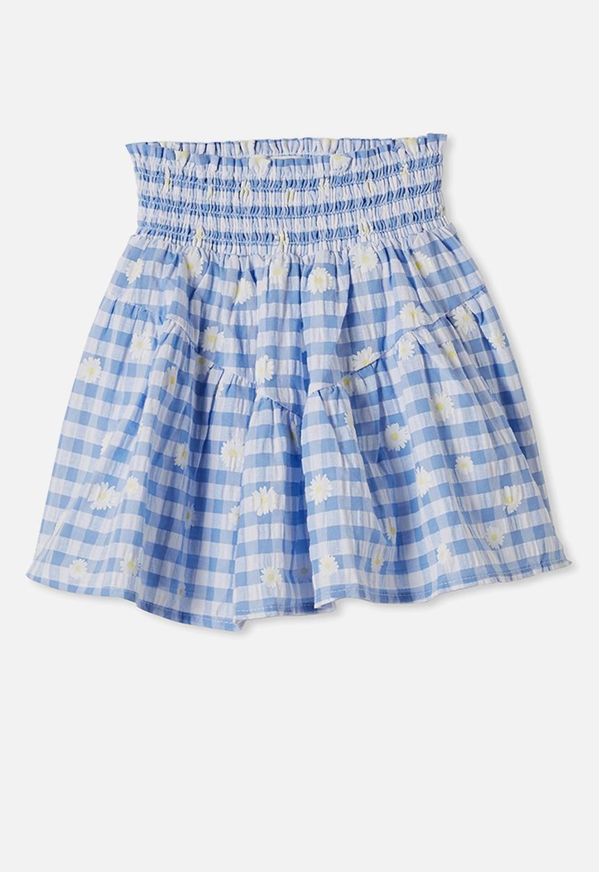 Cotton On - Marigold skirt - dusk blue gingham & daisies