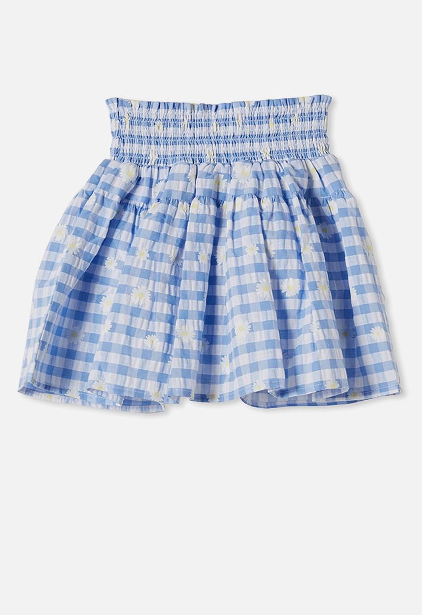 Cotton On - Marigold skirt - dusk blue gingham & daisies