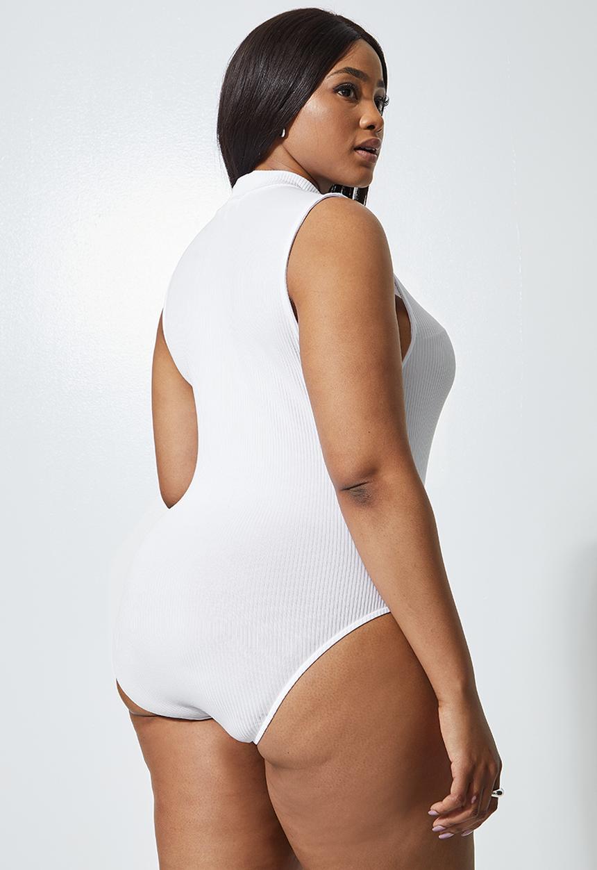 Superbalist - 2 pack funnel cut away bodysuit - black & white