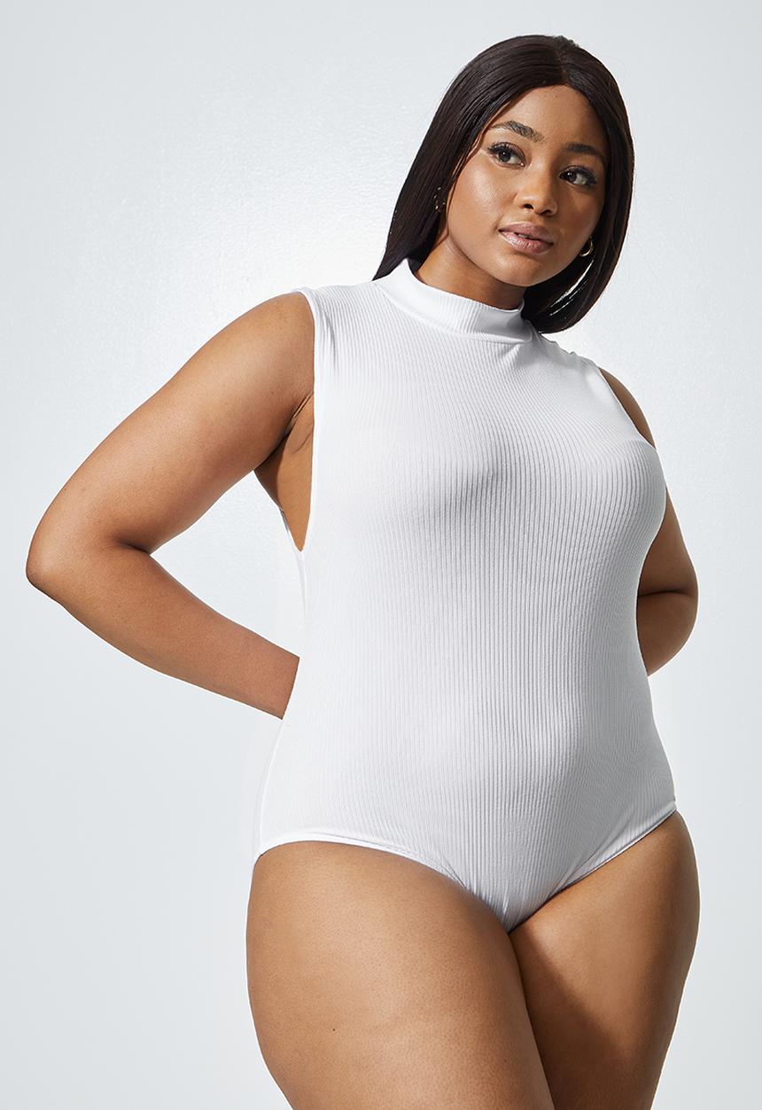 Superbalist - 2 pack funnel cut away bodysuit - grey & white