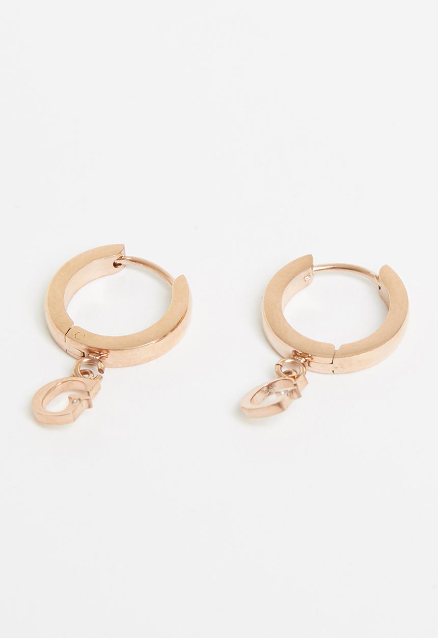 GUESS - Miniature g charm & crystal huggies rose20 - rose gold