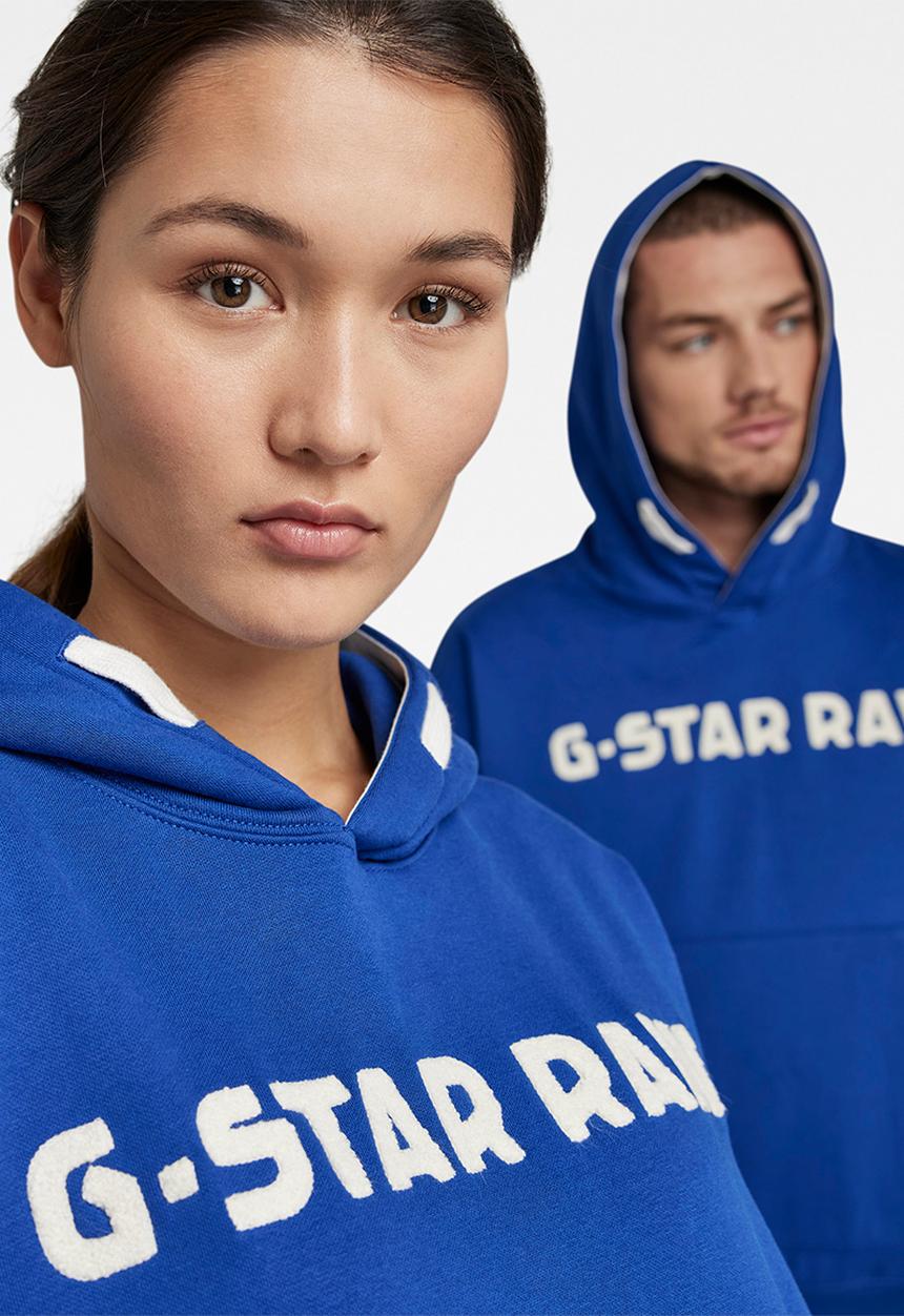 G-STAR - Snoop logo sweat hudson - blue/white