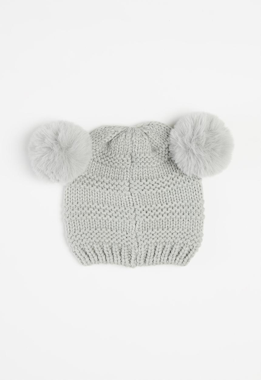 MINOTI - Unisex 2-pack knitted hats - grey & white 
