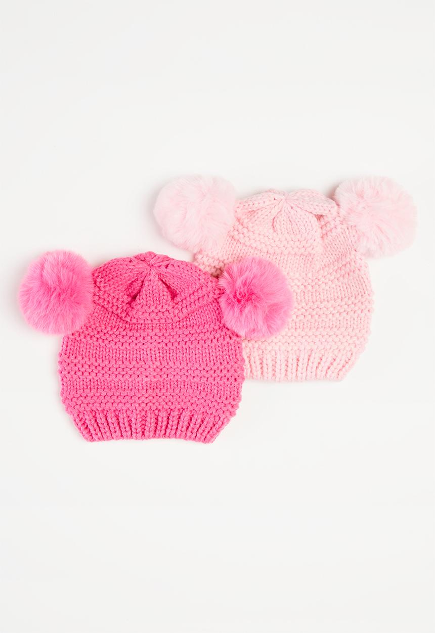 MINOTI - Girls 2-pack knitted hats - pink