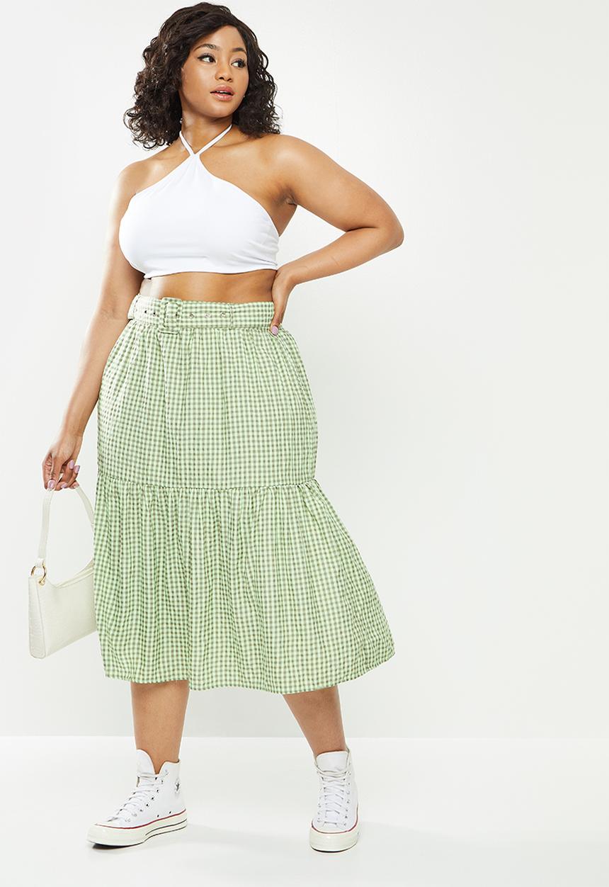 Missguided - Plus belted midi skirt - green