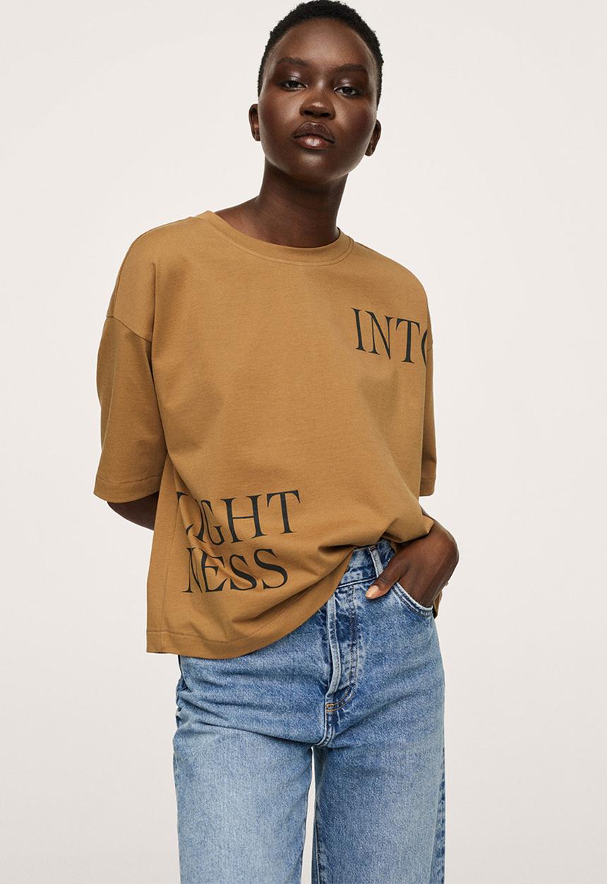 MANGO - T-shirt pstinto - brown