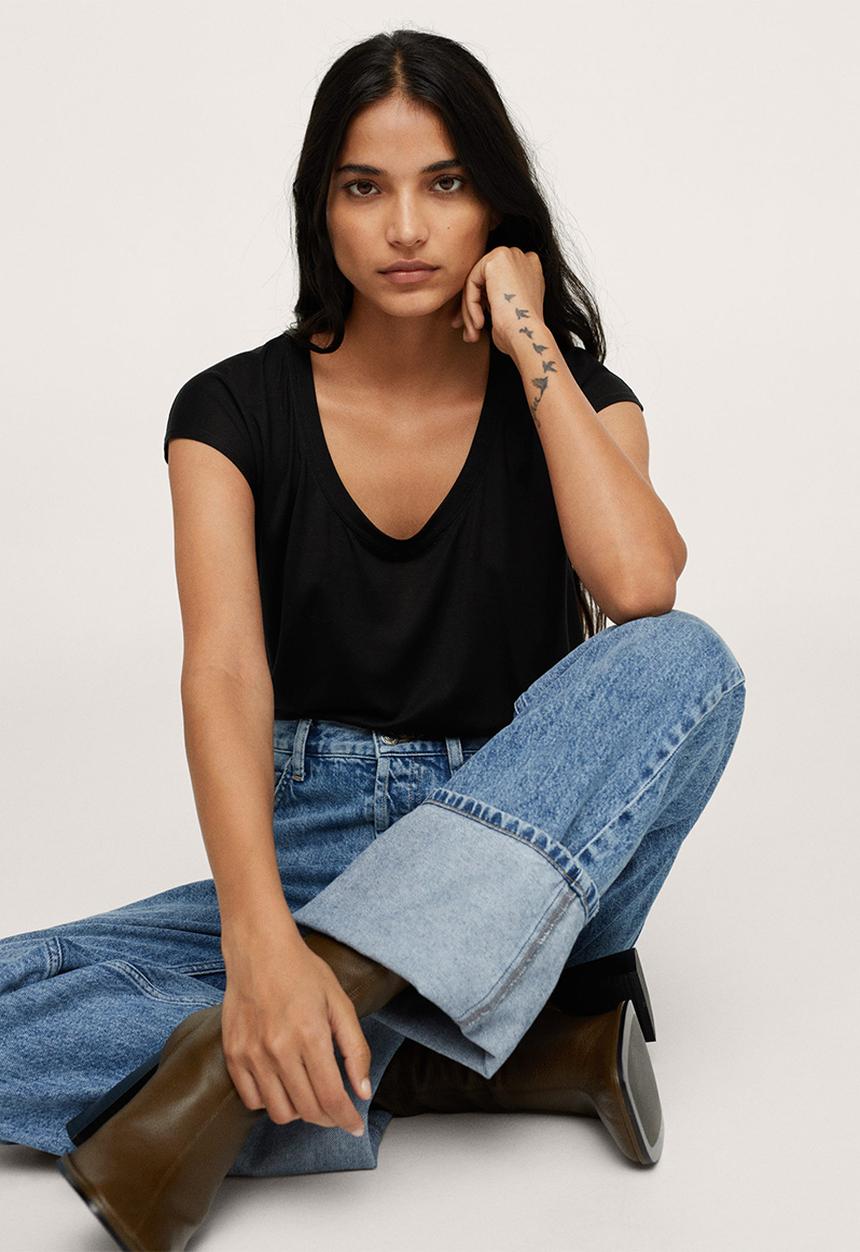 MANGO - T-shirt soroya - black