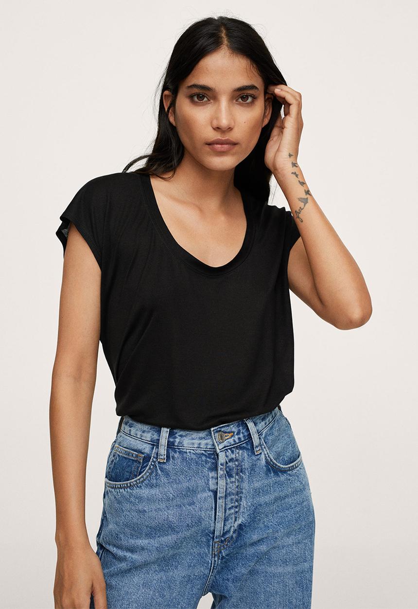 MANGO - T-shirt soroya - black