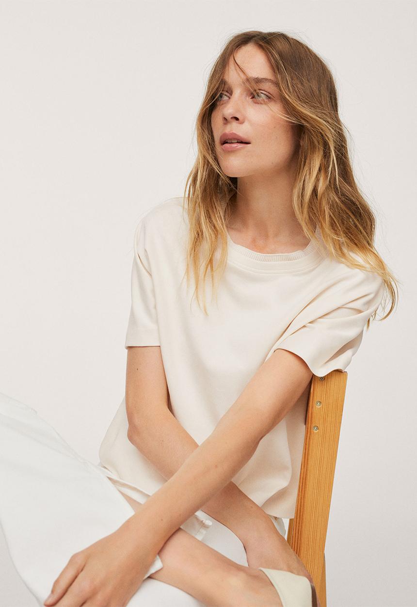 MANGO - T-shirt martine - light beige