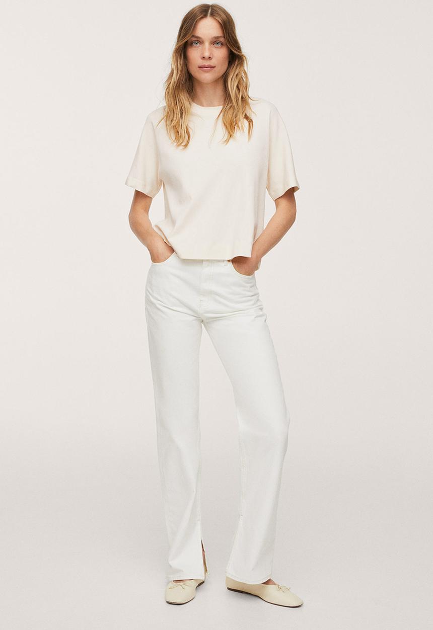 MANGO - T-shirt martine - light beige