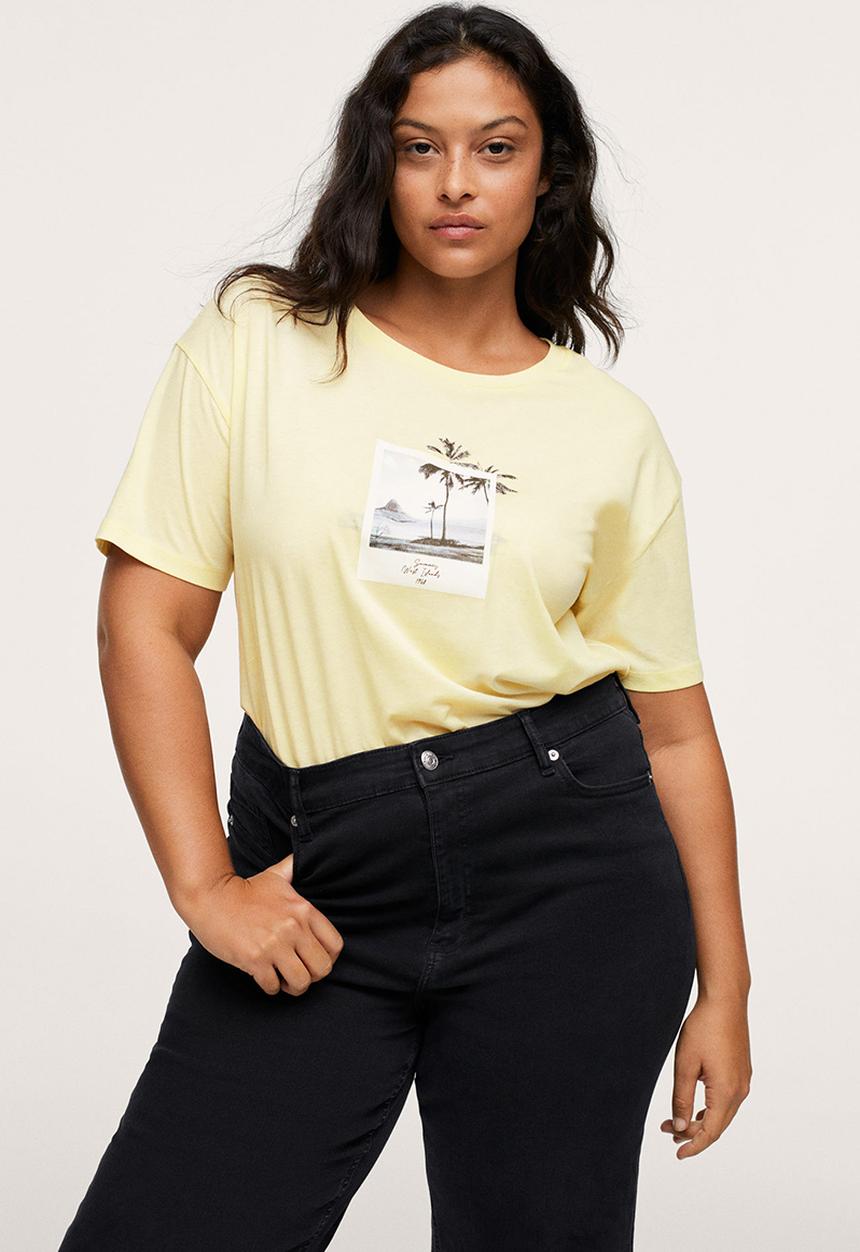 MANGO - Plus t-shirt psgilubi - light pastel yellow