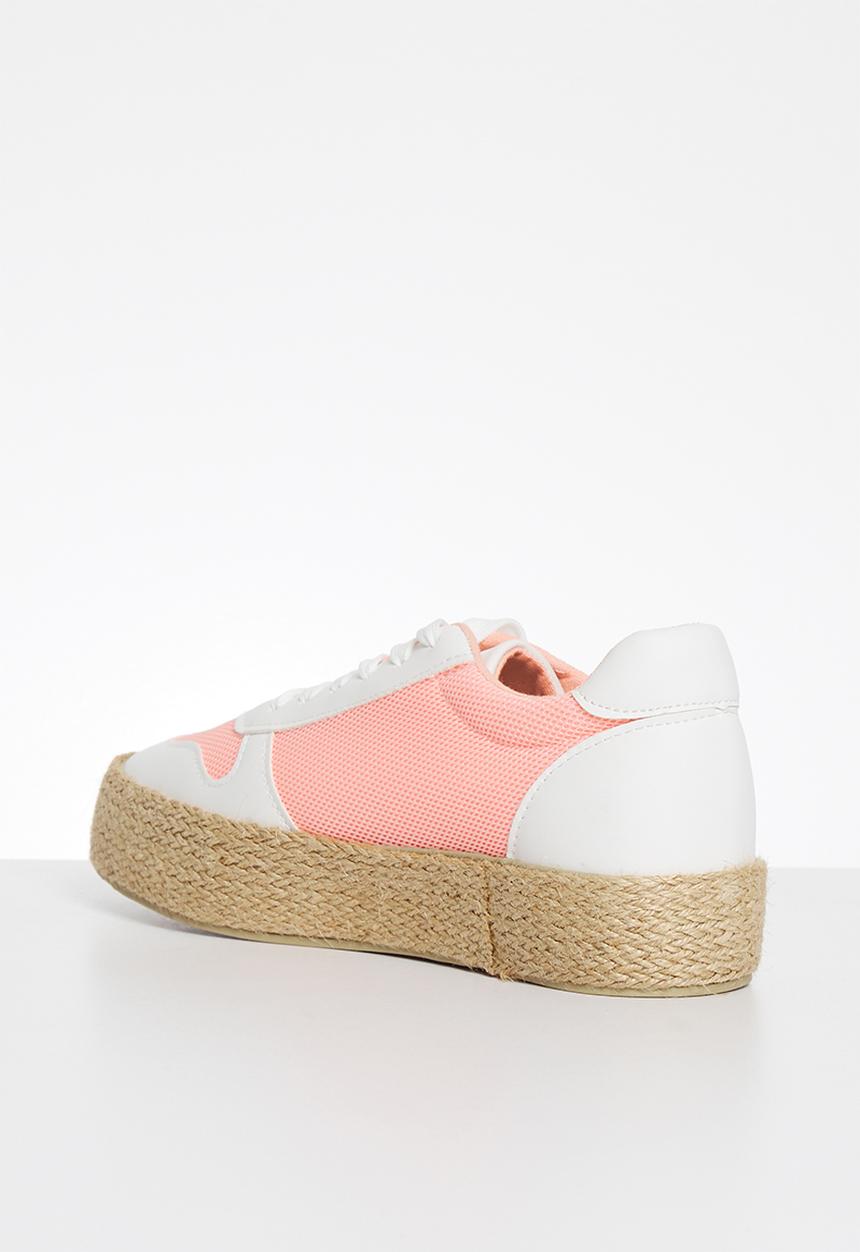 Plum - Benassi espadrille flatform sneaker - white & pink 