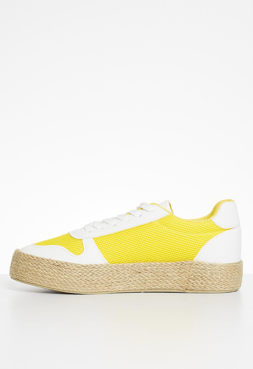 Plum - Benassi espadrille flatform sneaker - white & yellow