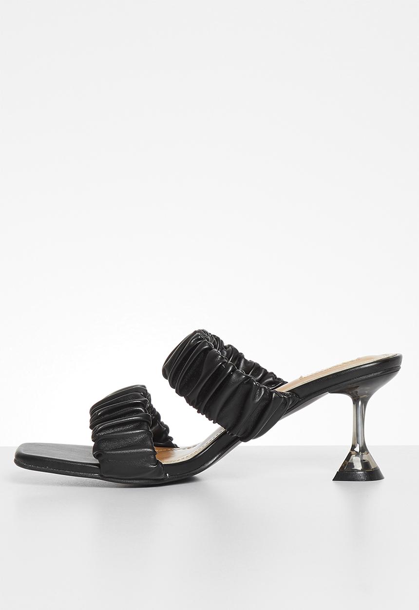Plum - Questa ruched mule heel - black