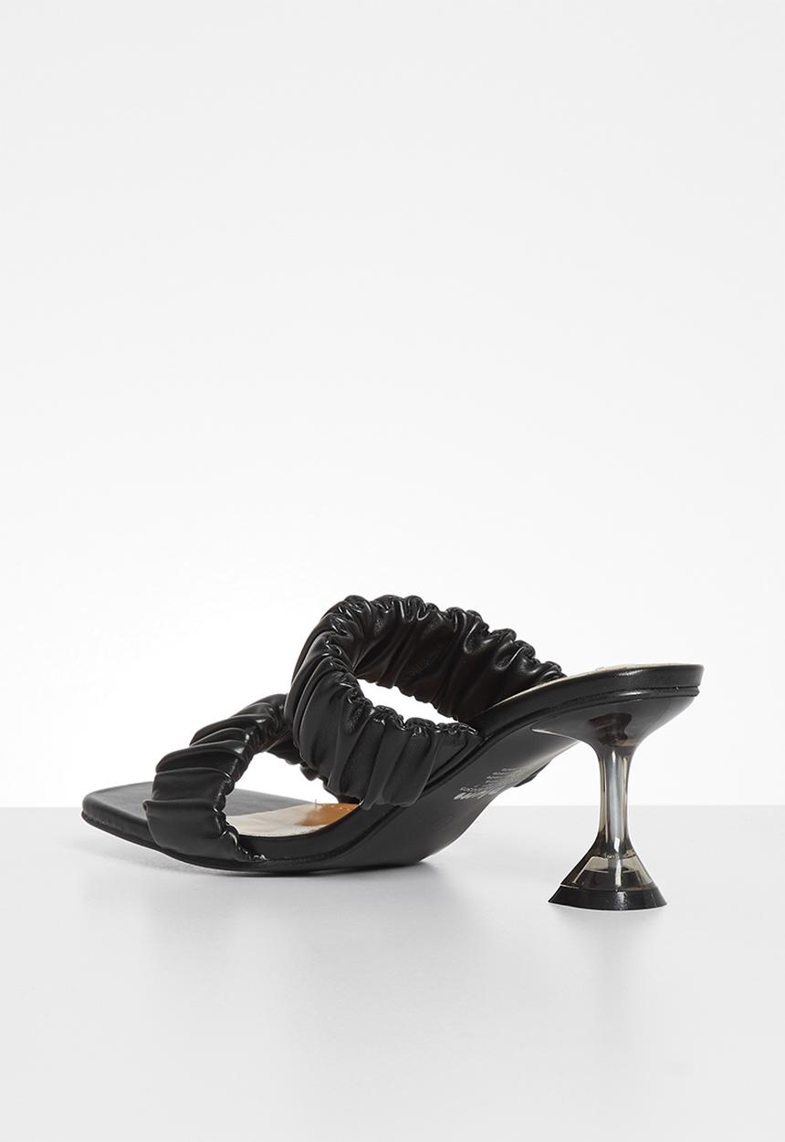 Plum - Questa ruched mule heel - black