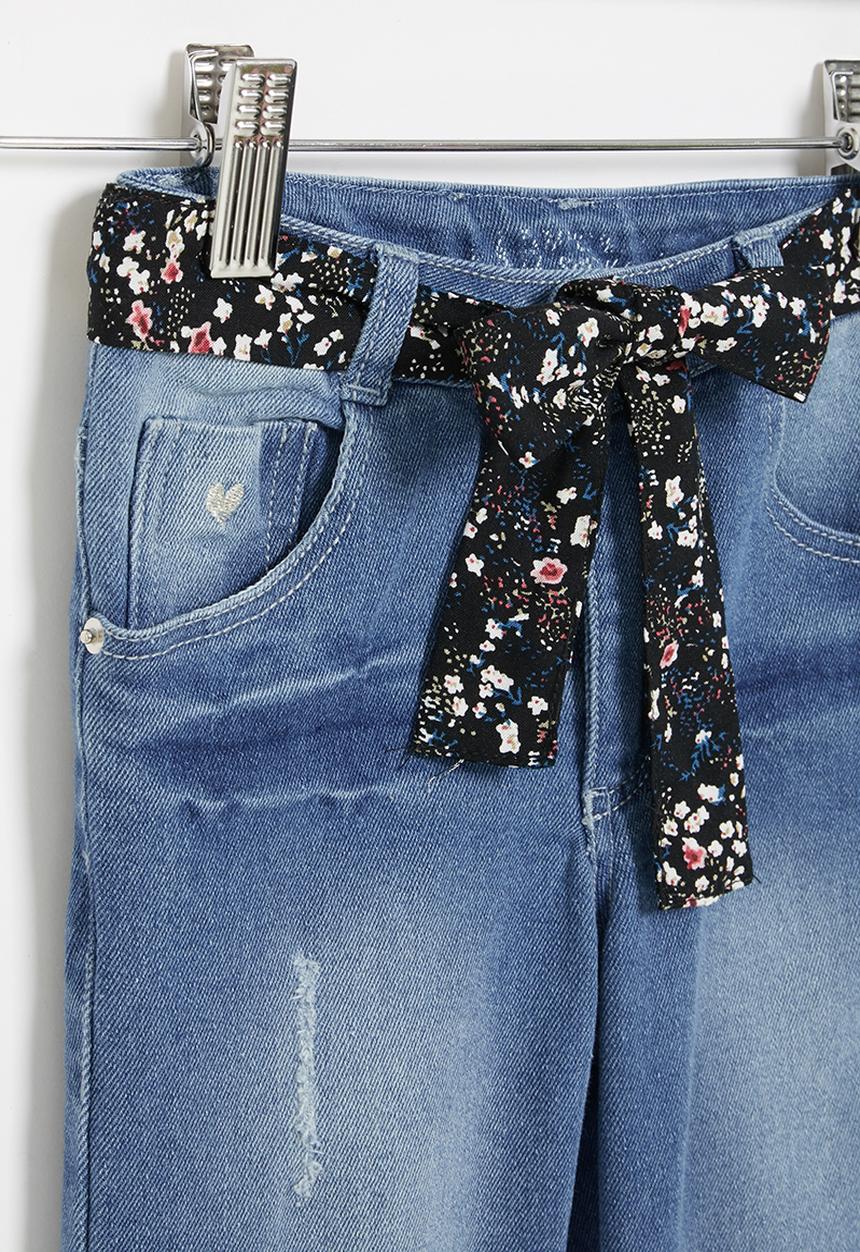 LAB - Girls denim jean & belt - blue 