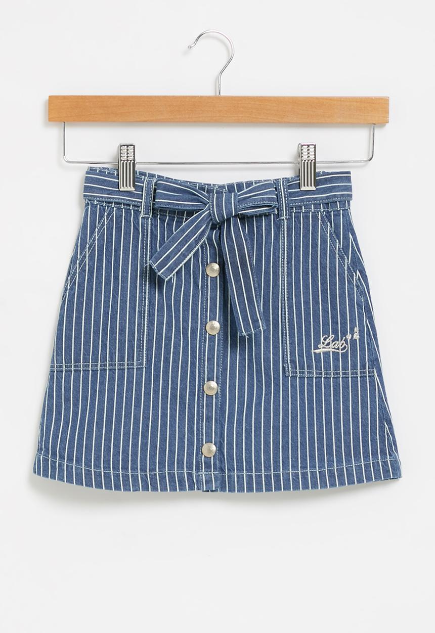 LAB - Girls stripe denim skirt - navy & white