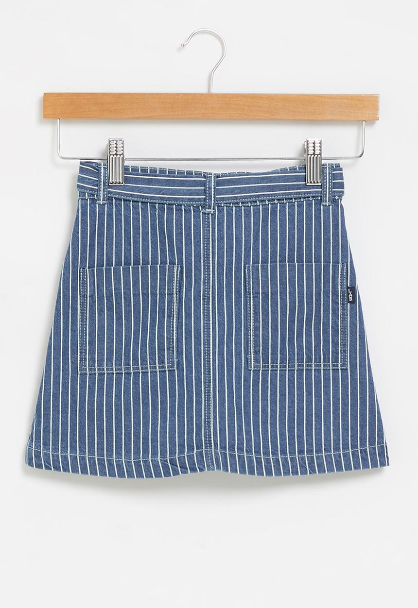 LAB - Girls stripe denim skirt - navy & white