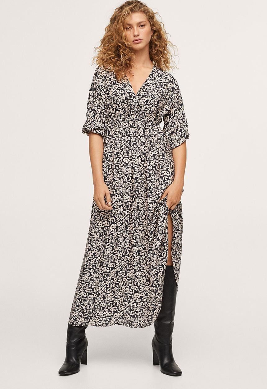 MANGO - Dress tangerin - black