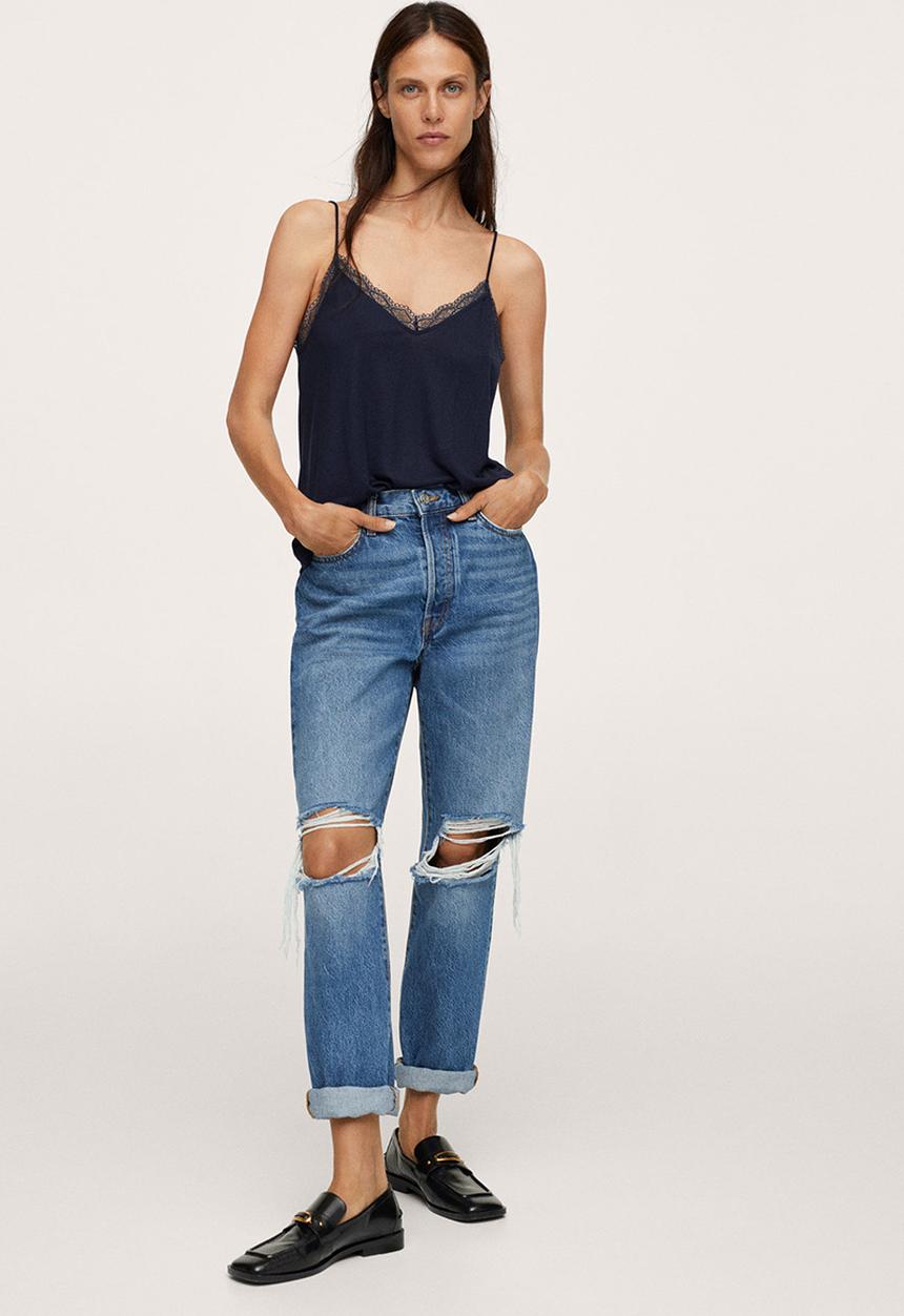 MANGO - Top lilen - navy