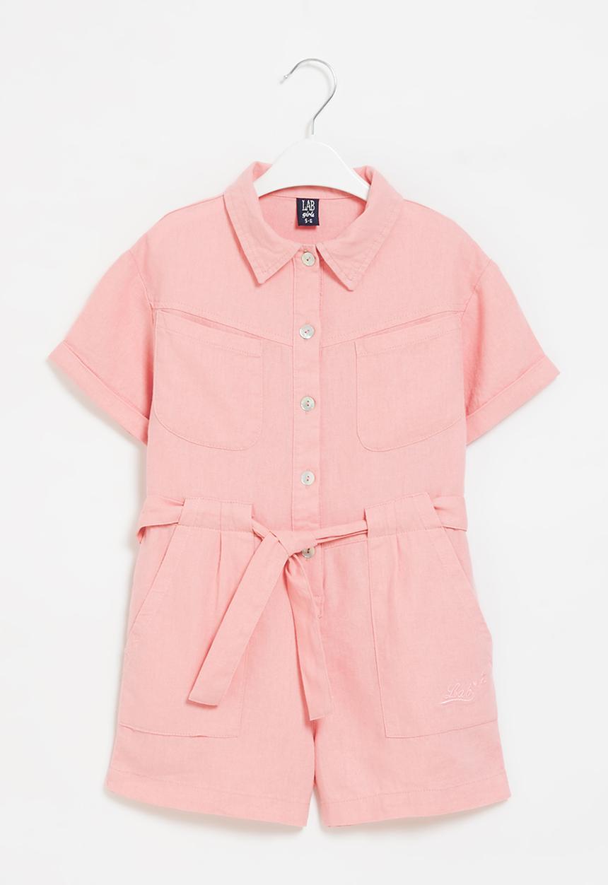 LAB - Girls linen shortall - pink