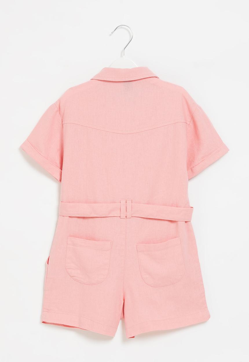 LAB - Girls linen shortall - pink
