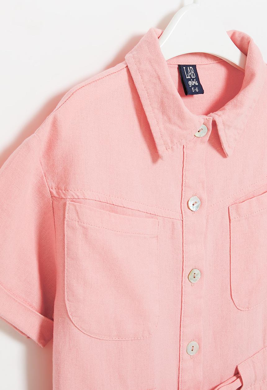 LAB - Girls linen shortall - pink