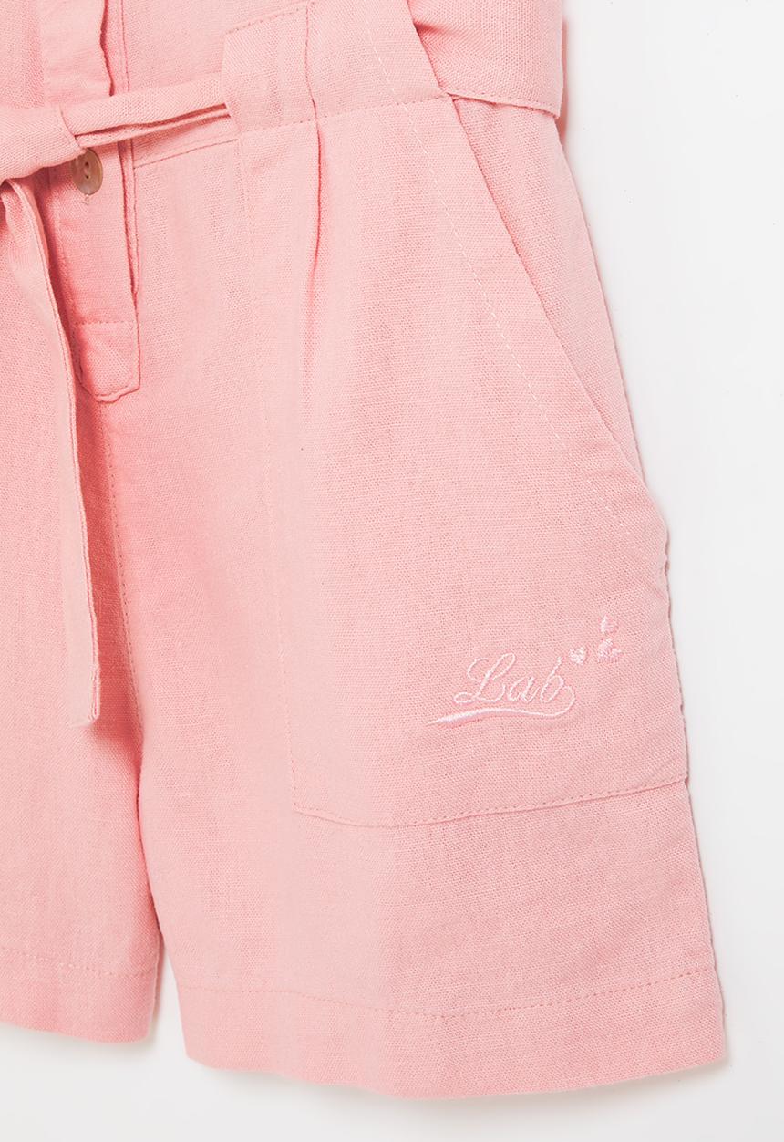 LAB - Girls linen shortall - pink