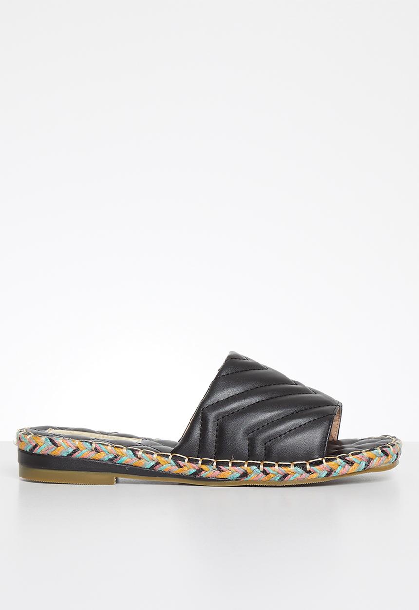 Plum - Debbie padded square toe sandal - black