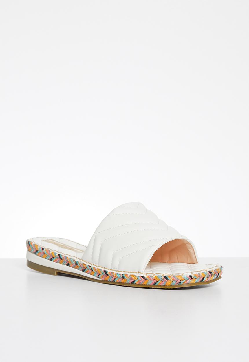 Plum - Debbie padded square toe sandal - white
