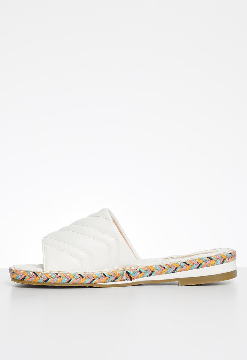 Plum - Debbie padded square toe sandal - white
