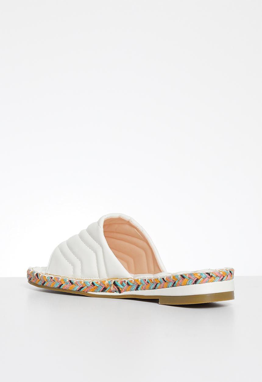 Plum - Debbie padded square toe sandal - white