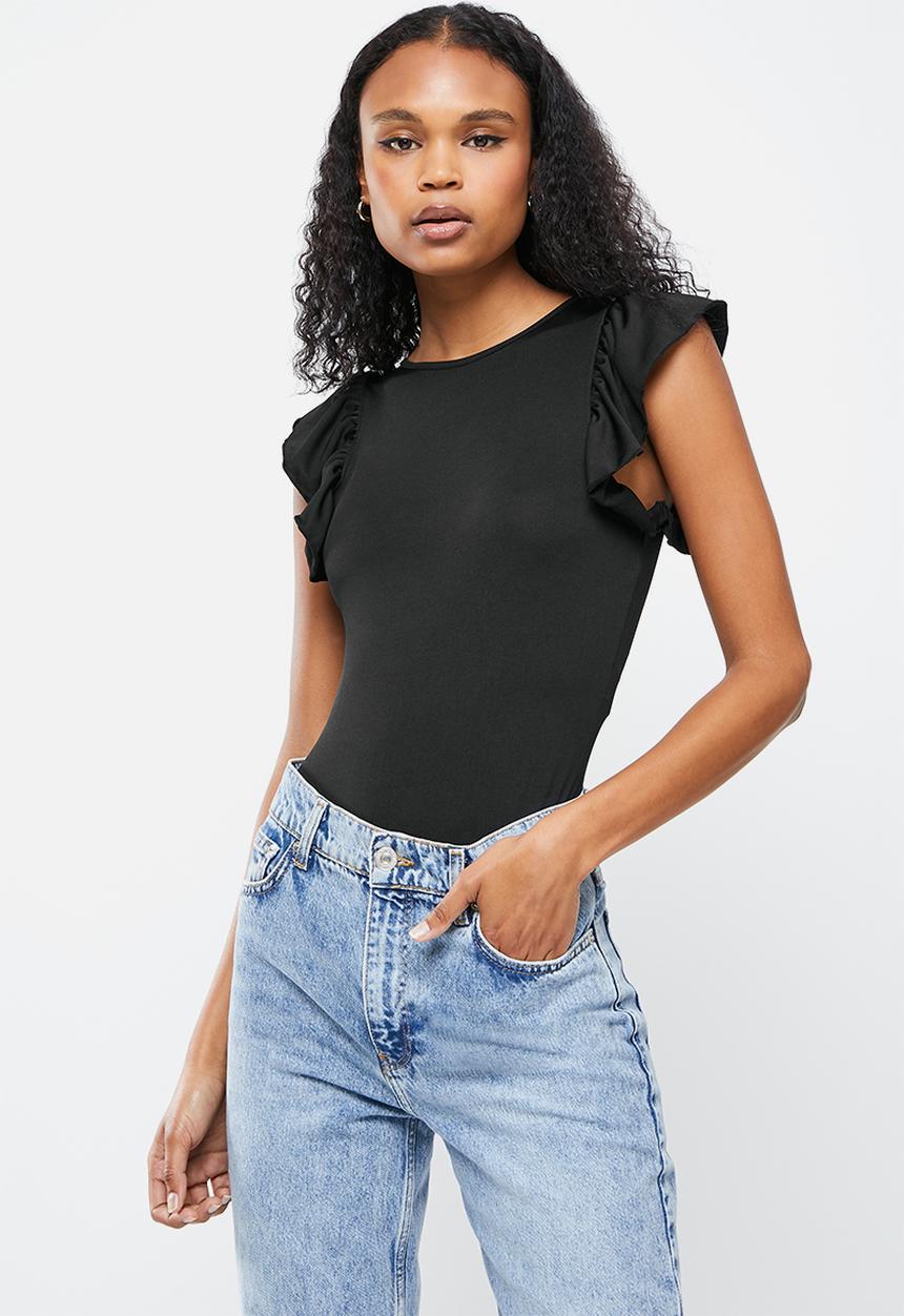 Missguided - Recycled frill shoulder bodysuit - black