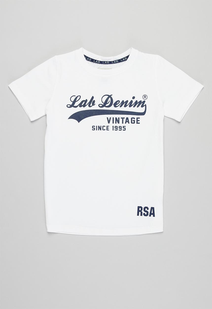 LAB - Boys lab denim vintage tee - white