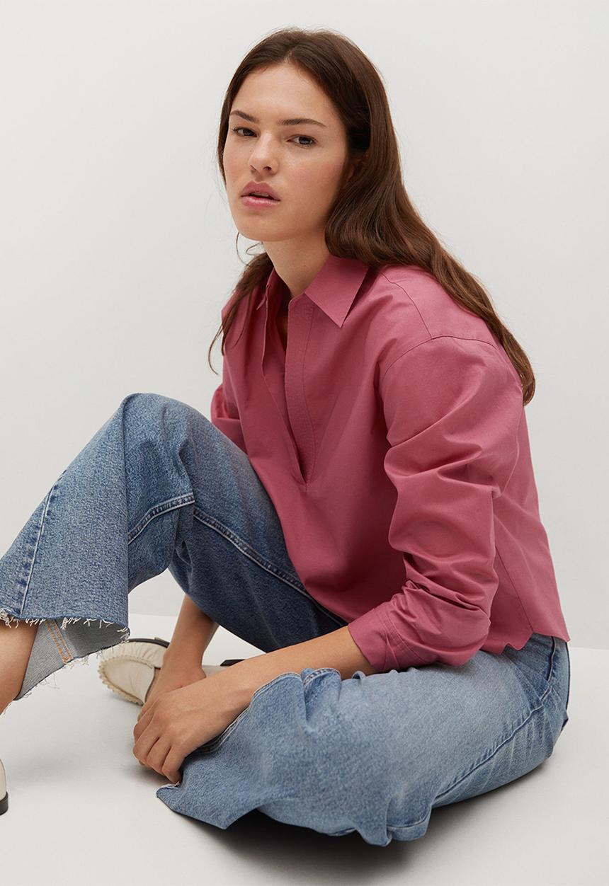 MANGO - Blouse ching - medium red