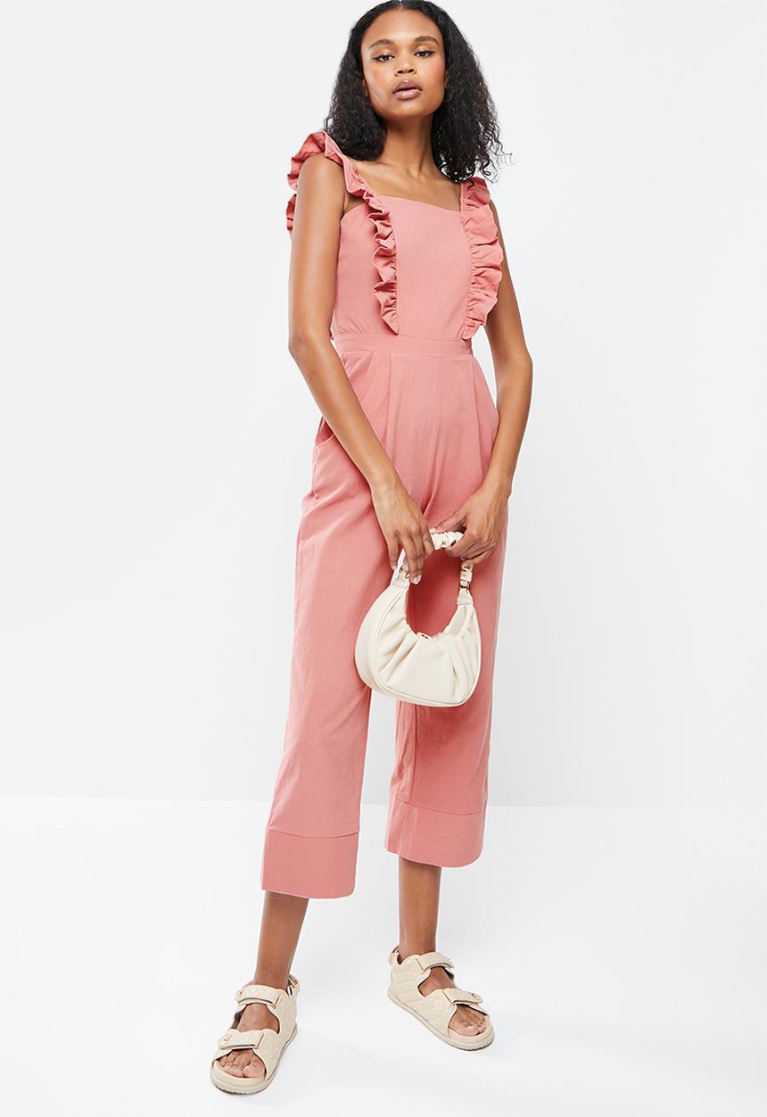 Missguided - Sleeveless frill culotte jumpsuit - pink