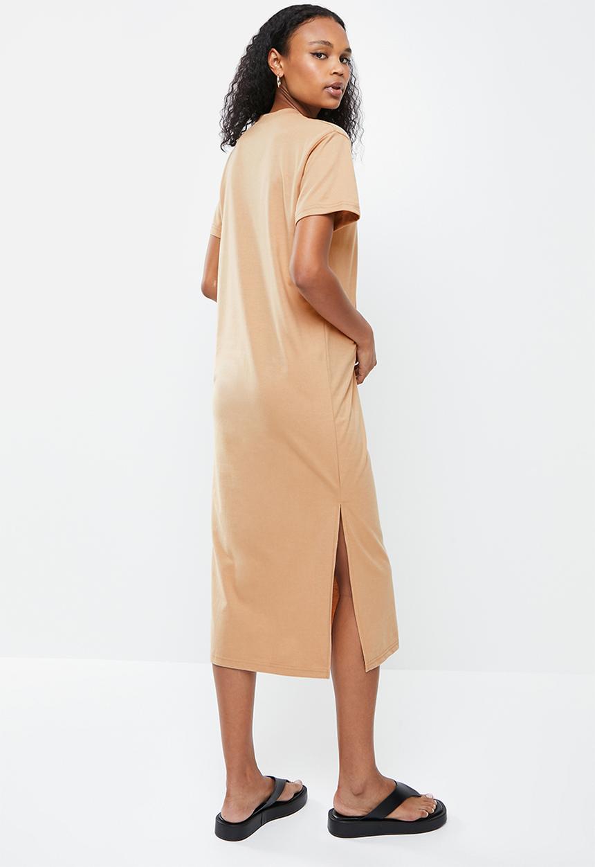 Missguided - Basic T-shirt dress midi - stone