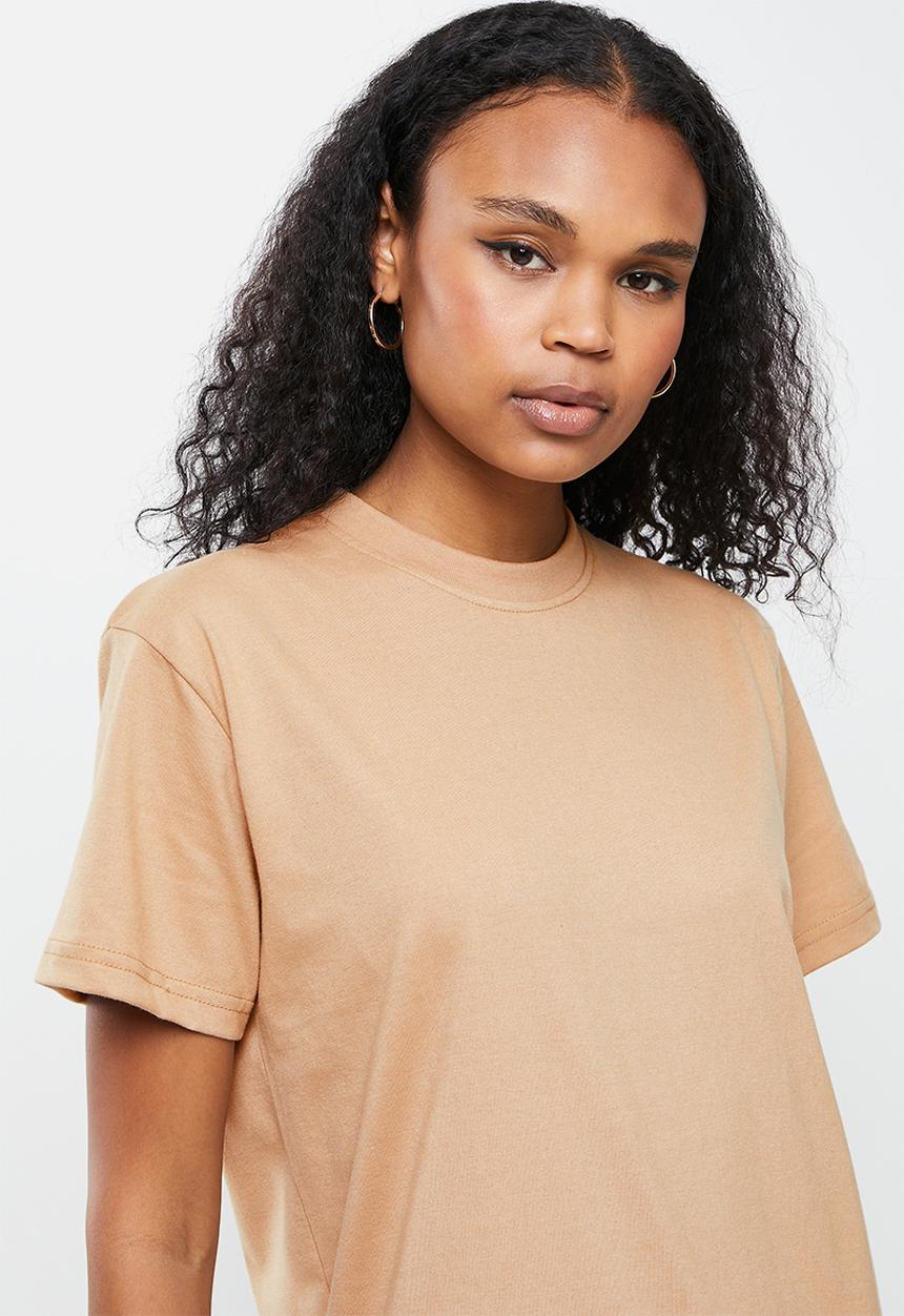 Missguided - Basic T-shirt dress midi - stone