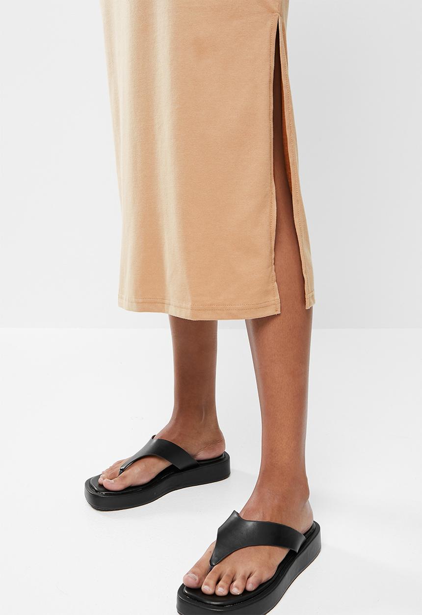 Missguided - Basic T-shirt dress midi - stone