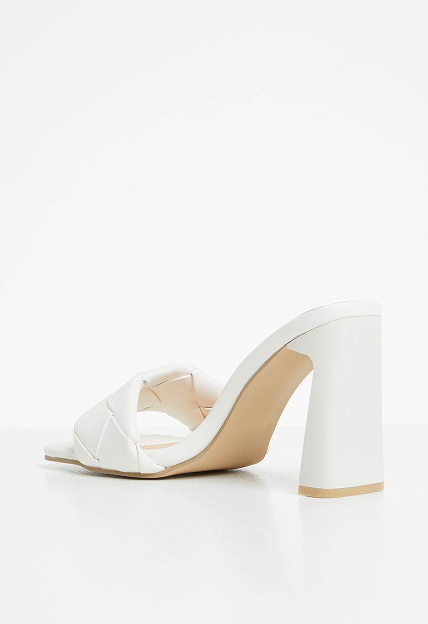 Plum - Ciara plaited square toe mule heel - white